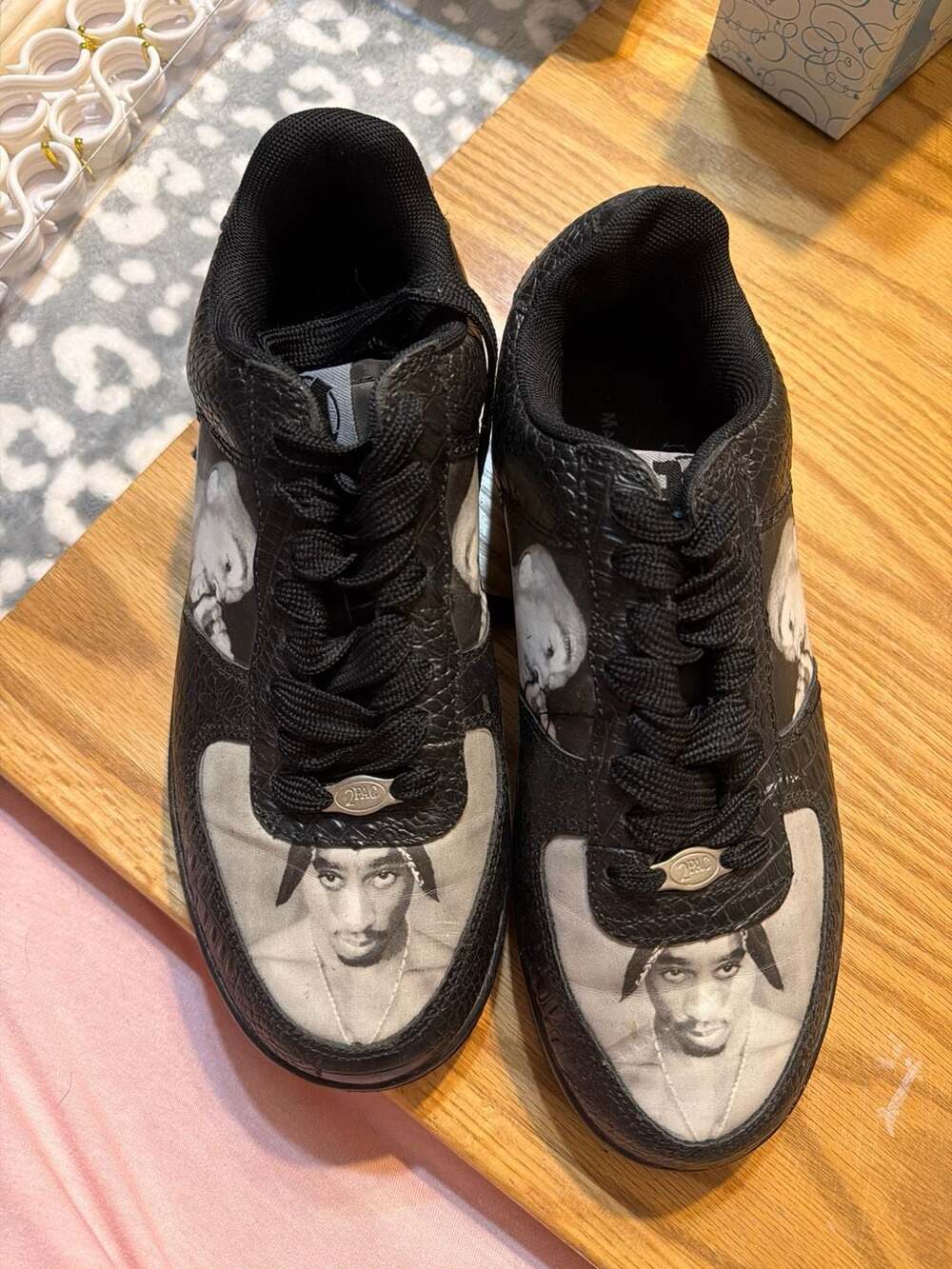 Makaveli Branded 2Pac Tupac Shakur Tribute Black Leather Sneakers
